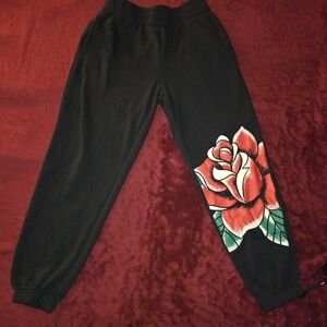 Black Rose Print Joggers